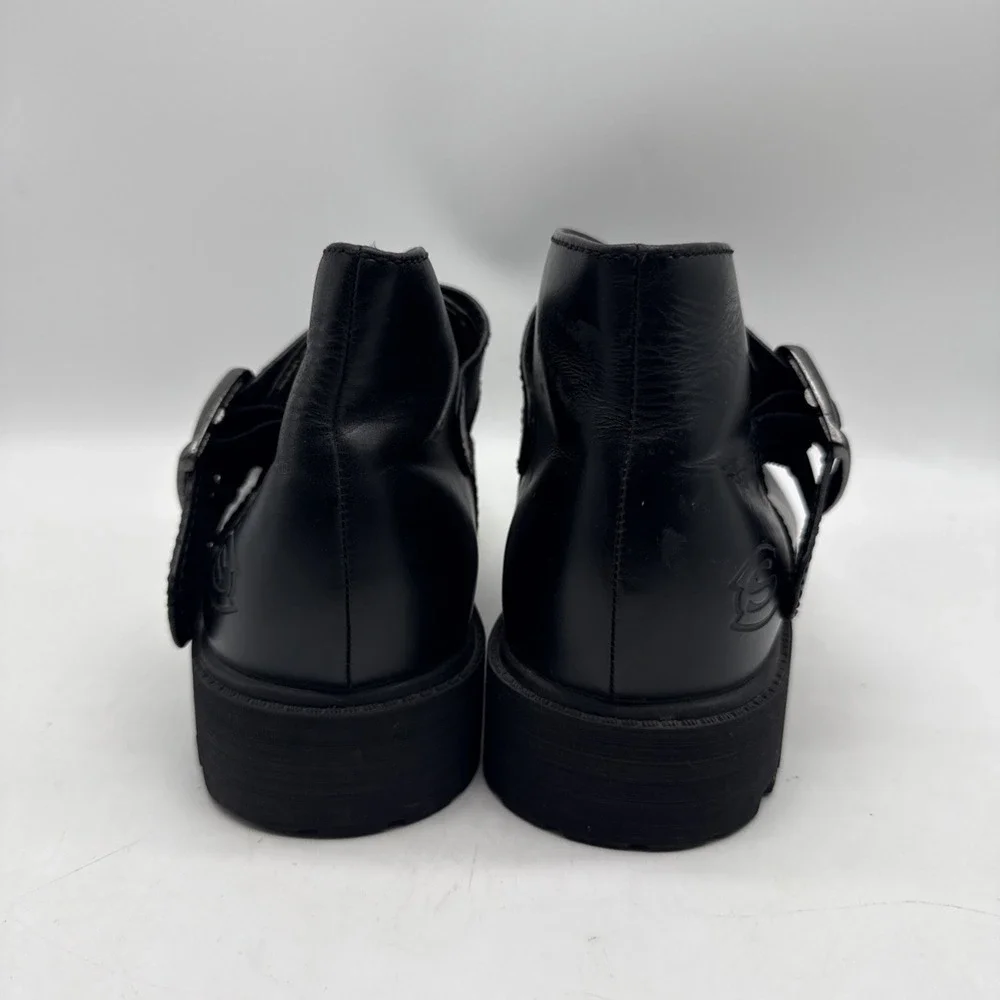 SKECHERS Boot 7.5 Leather Chunky Sole‎ Monk Strap Grunge Goth Cyberpunk Y2K